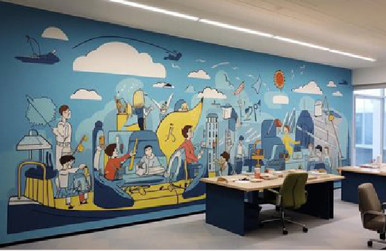 融安办公室墙绘的特点。